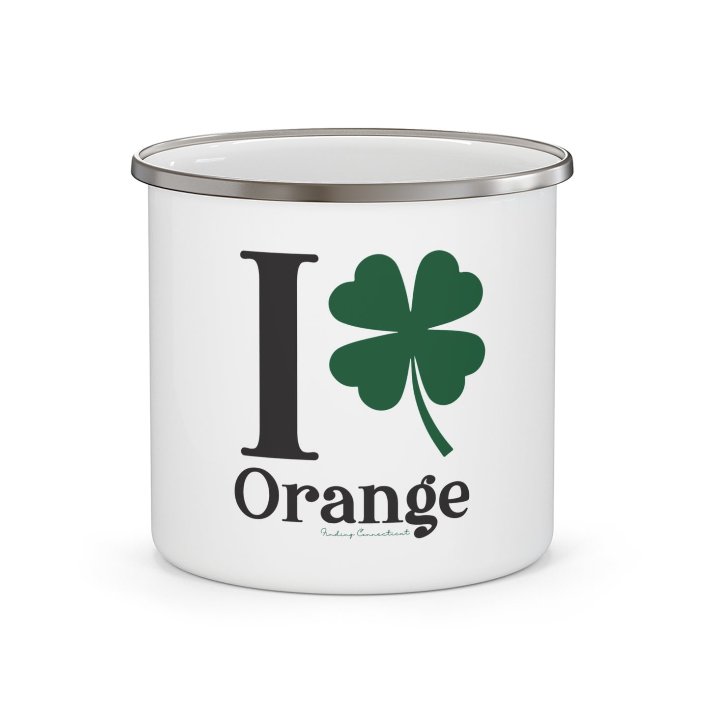 I Clover Orange Enamel Camping Mug