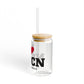 I Heart NWCN Glass Can with Straw and Lid, 16oz
