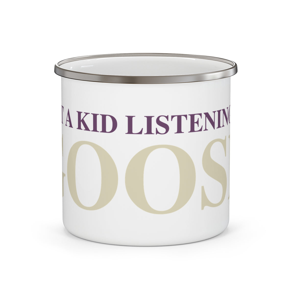 Just a kid listening to Goose - Cream & Purple Enamel Camping Mug
