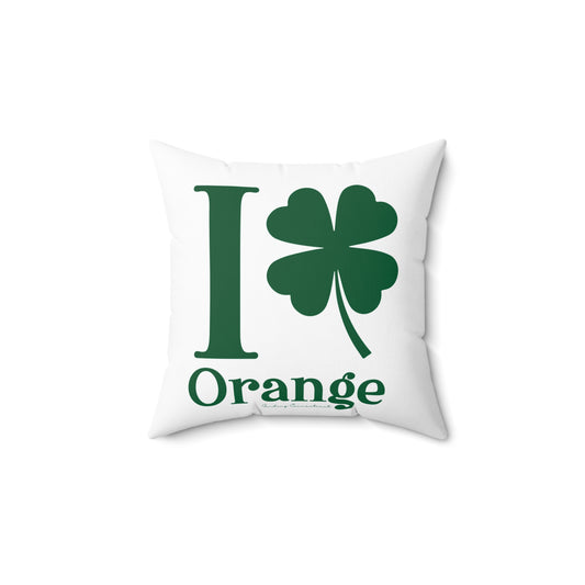 I Clover Orange Spun Polyester Square Pillow