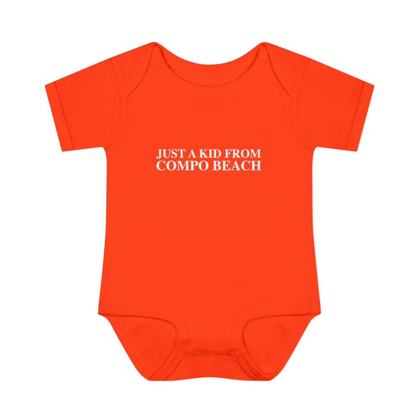 Just a kid from Compo Beach Infant Baby Rib Bodysuit