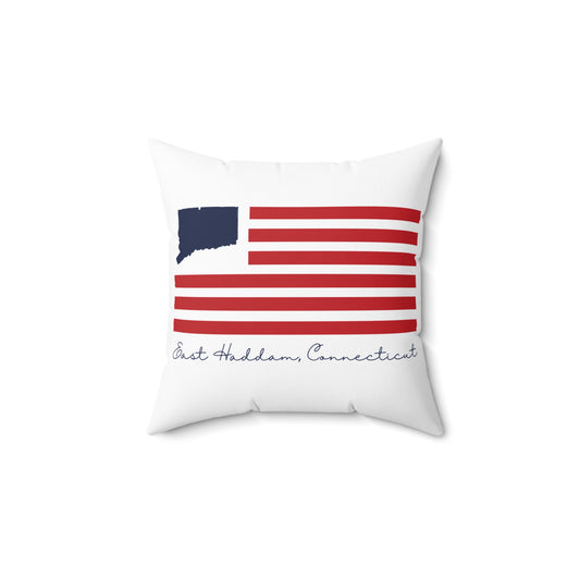 East Haddam Connecticut Flag Spun Polyester Square Pillow