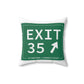 Vintage Exit 35 Merritt Parkway Sign Spun Polyester Square Pillow