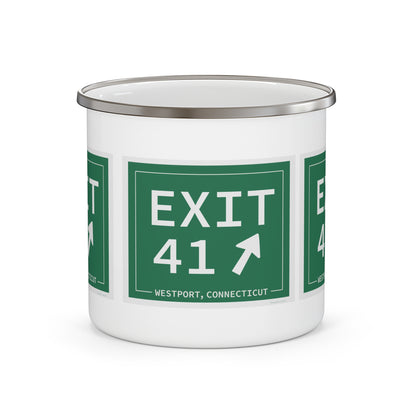 Vintage Exit 41 Merritt Parkway Sign Enamel Camping Mug