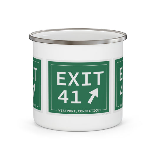 Vintage Exit 41 Merritt Parkway Sign Enamel Camping Mug