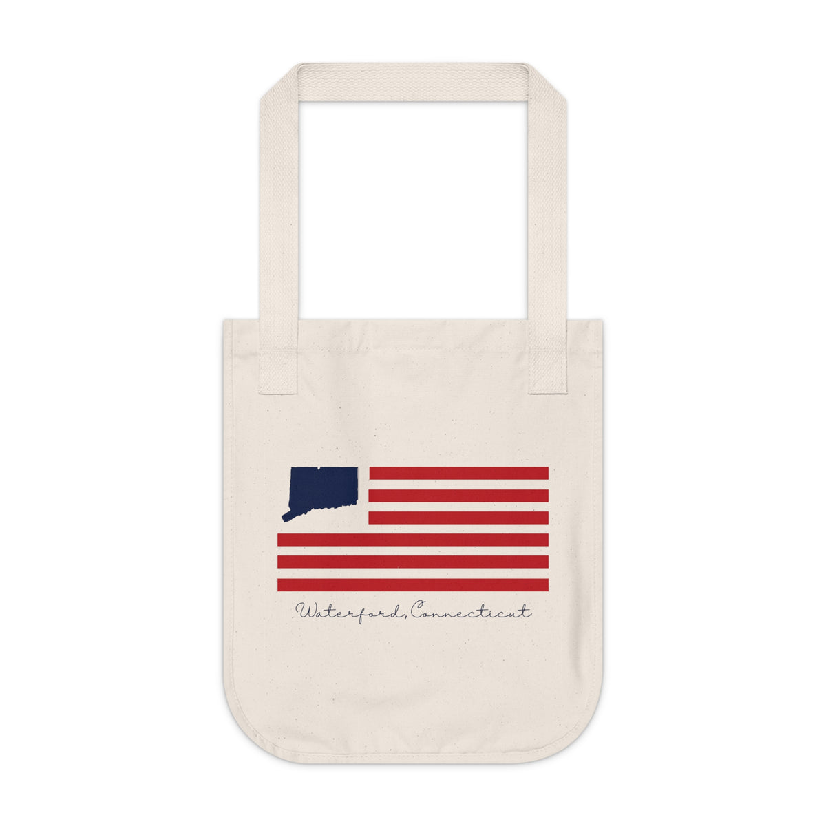 Waterford Connecticut Flag Organic Canvas Tote Bag