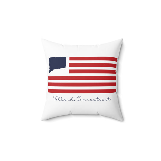 Tolland Connecticut Flag Spun Polyester Square Pillow