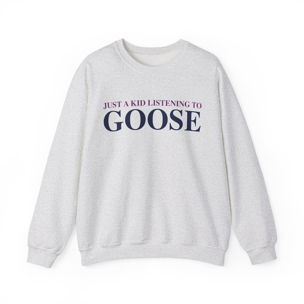 Just a kid listening to Goose - Blue & Purple Unisex Heavy Blend™ Crewneck Sweatshirt