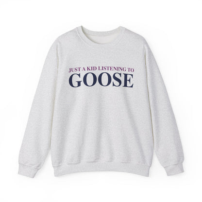 Just a kid listening to Goose - Blue & Purple Unisex Heavy Blend™ Crewneck Sweatshirt