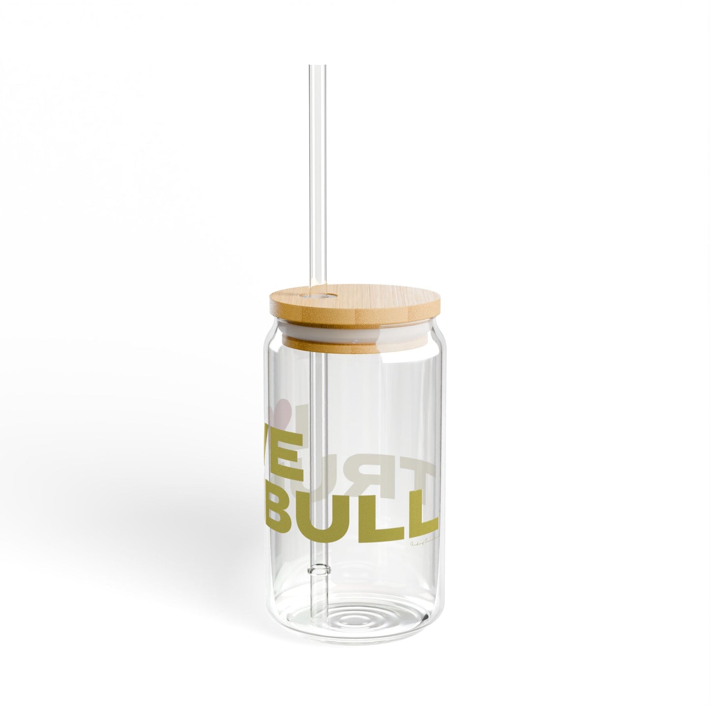 Love Trumbull Glass Can with Straw and Lid, 16oz