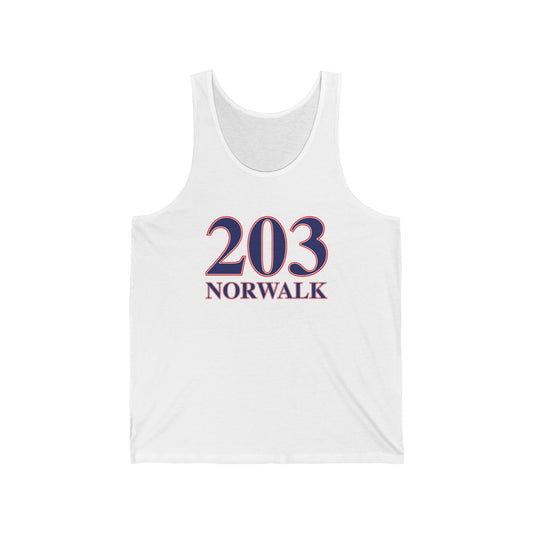 203 Norwalk Red, White & Blue Unisex Jersey Tank Top