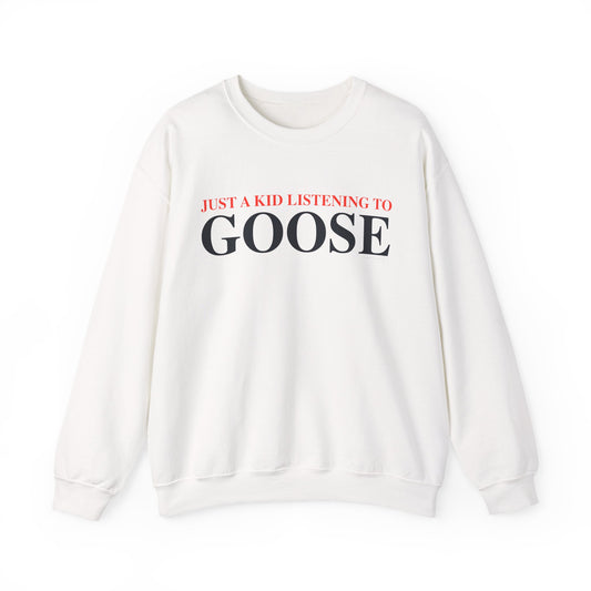 Just a kid listening to Goose - Blue & Orange Unisex Heavy Blend™ Crewneck Sweatshirt