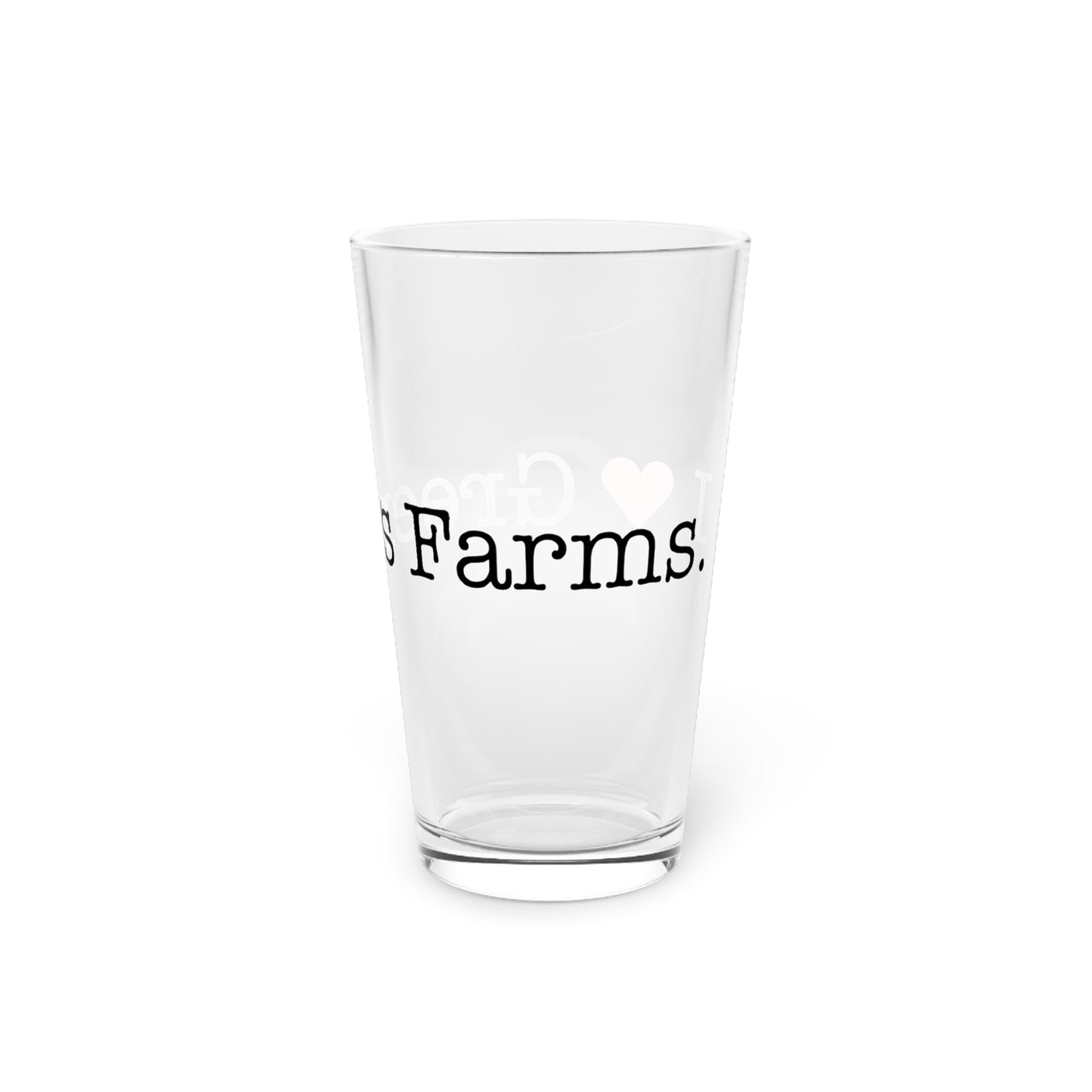 I Heart Greens Farms. Pint Glass, 16oz