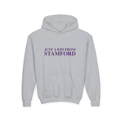 Just a kid from Stamford Youth Heavy Blend Hooded Sweatshirt