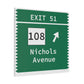 Vintage Merritt Parkway Exit 51 Sign Matte Canvas, Stretched, 1.25"