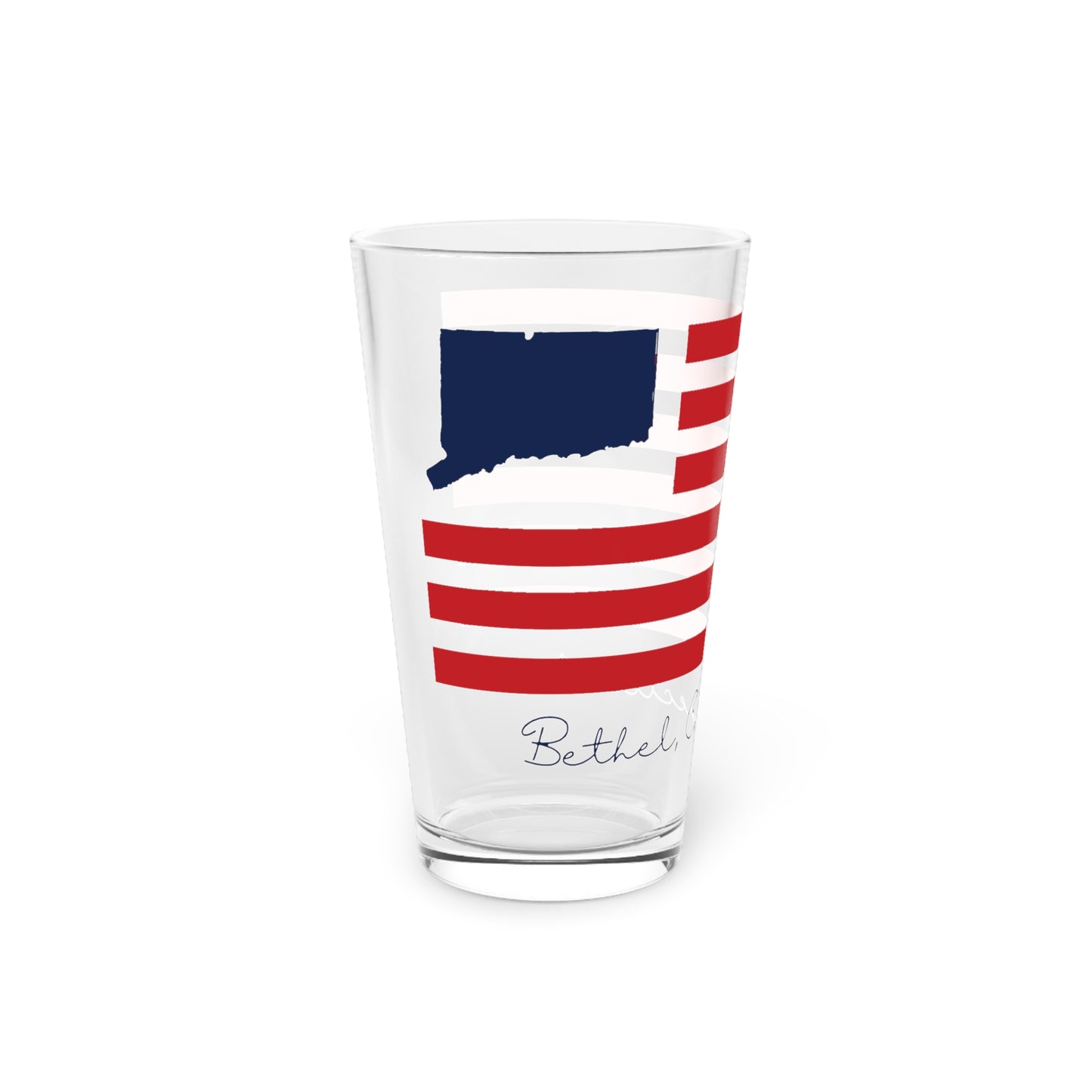 Bethel Connecticut Flag Pint Glass, 16oz