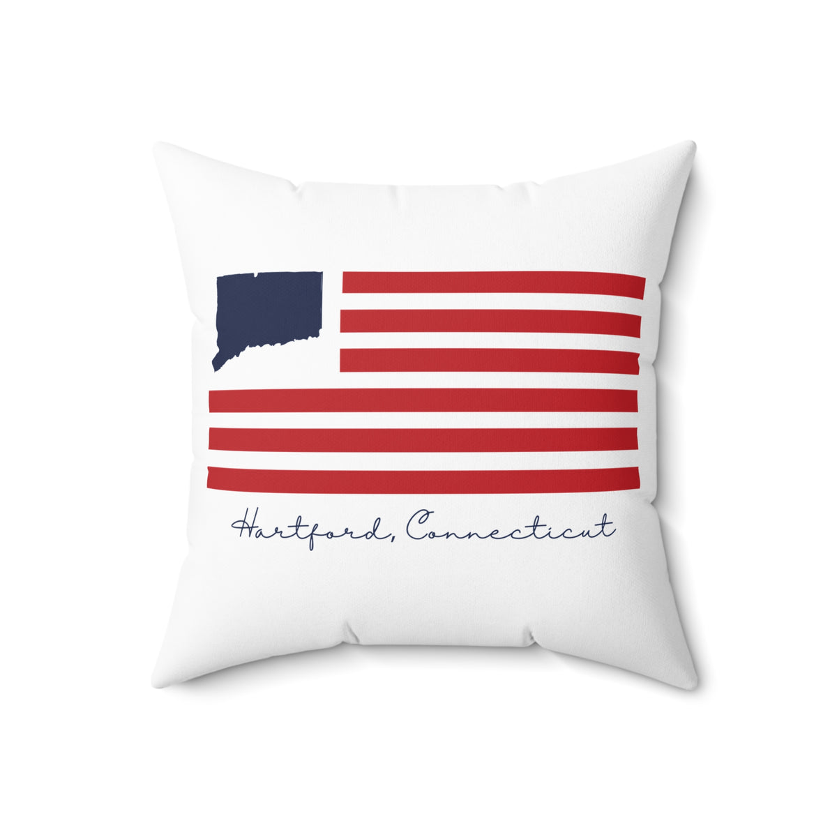 Hartford Connecticut Flag Spun Polyester Square Pillow