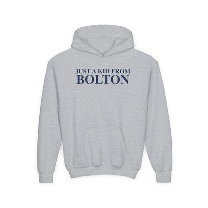Just a kid from Bolton Youth Heavy Blend Hooded Sweatshirt