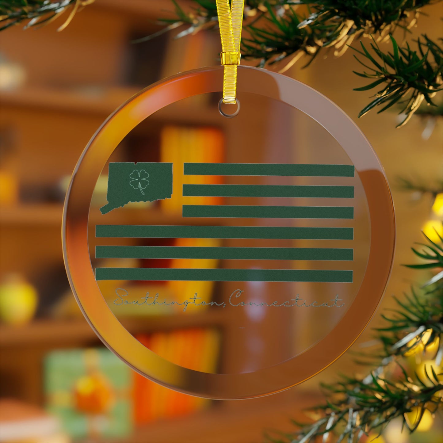 Southington Connecticut St. Patrick’s Day Flag Glass Ornaments