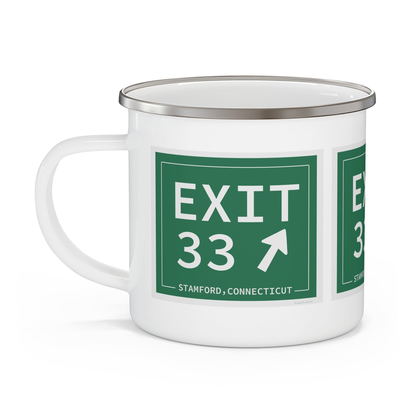 Vintage Exit 33 Merritt Parkway Sign Enamel Camping Mug