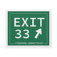 Vintage Exit 33 Merritt Parkway Sign Matte Canvas, Stretched, 1.25"