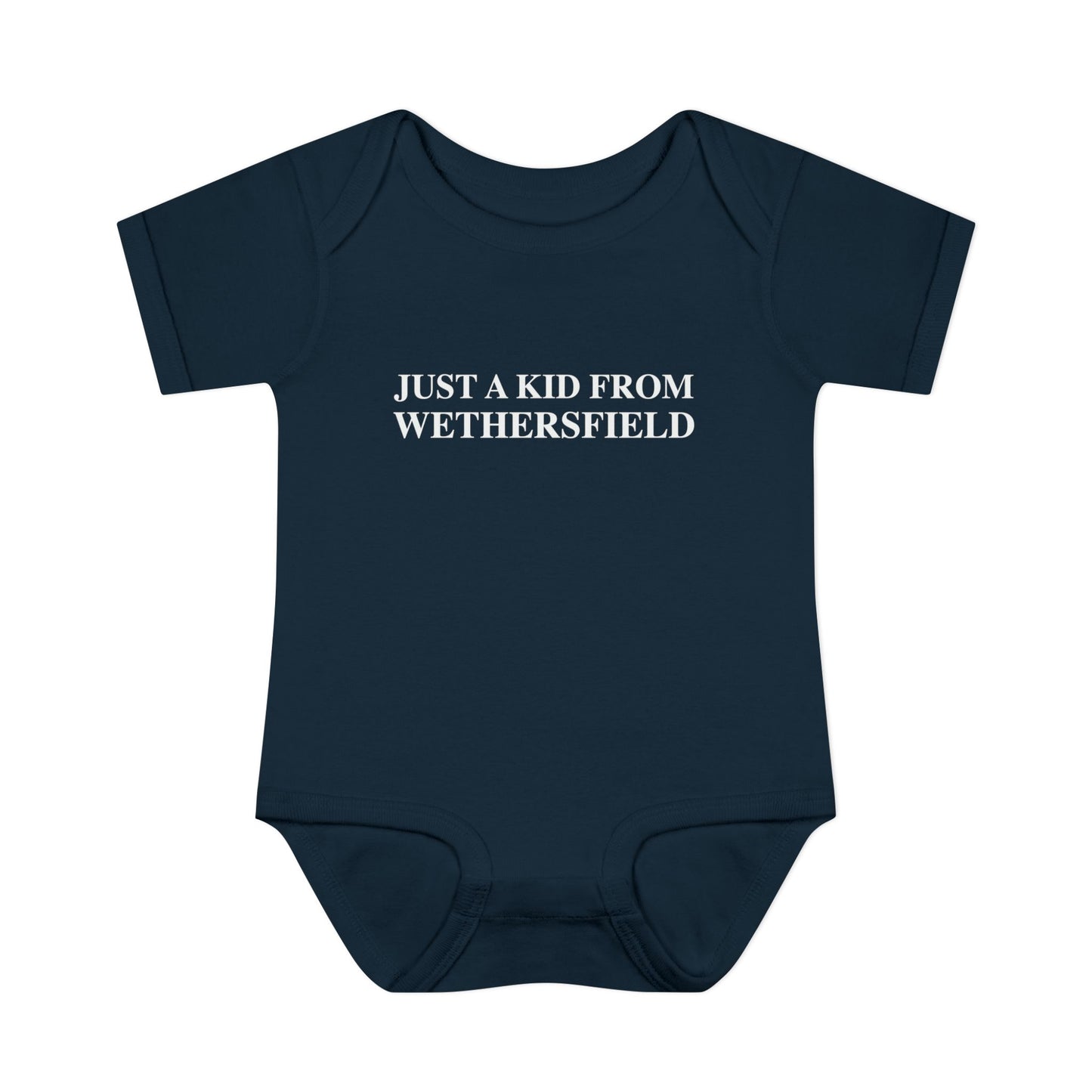 Just a kid from Wethersfield Infant Baby Rib Bodysuit