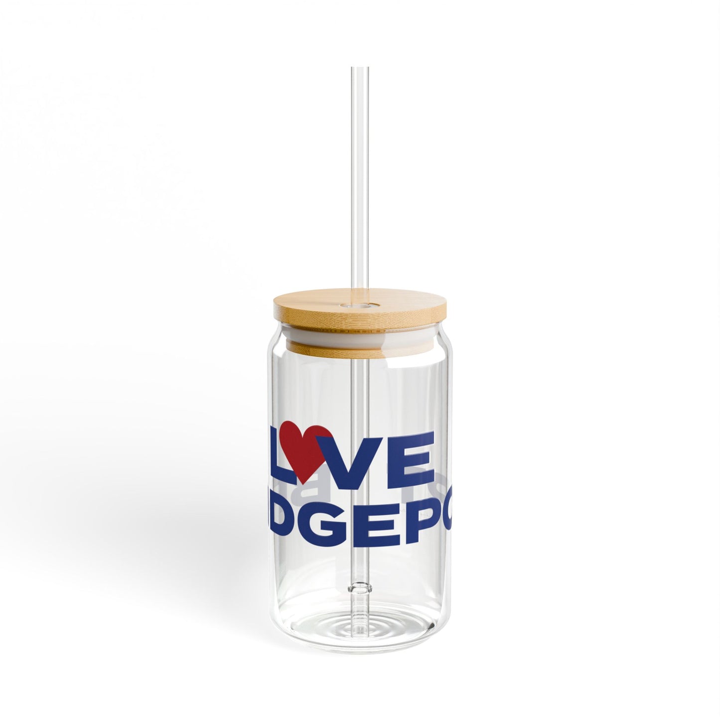 Love Bridgeport Glass Can with Straw and Lid, 16oz
