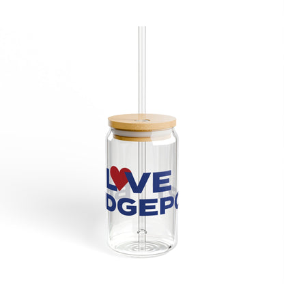 Love Bridgeport Glass Can with Straw and Lid, 16oz