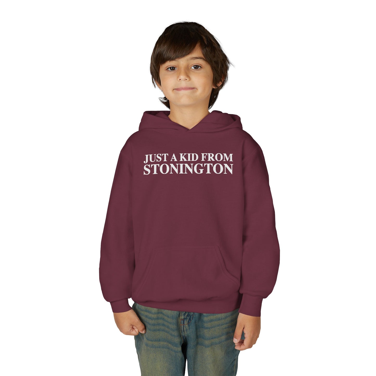 Just a kid from Stonington Youth Heavy Blend Hooded Sweatshirt