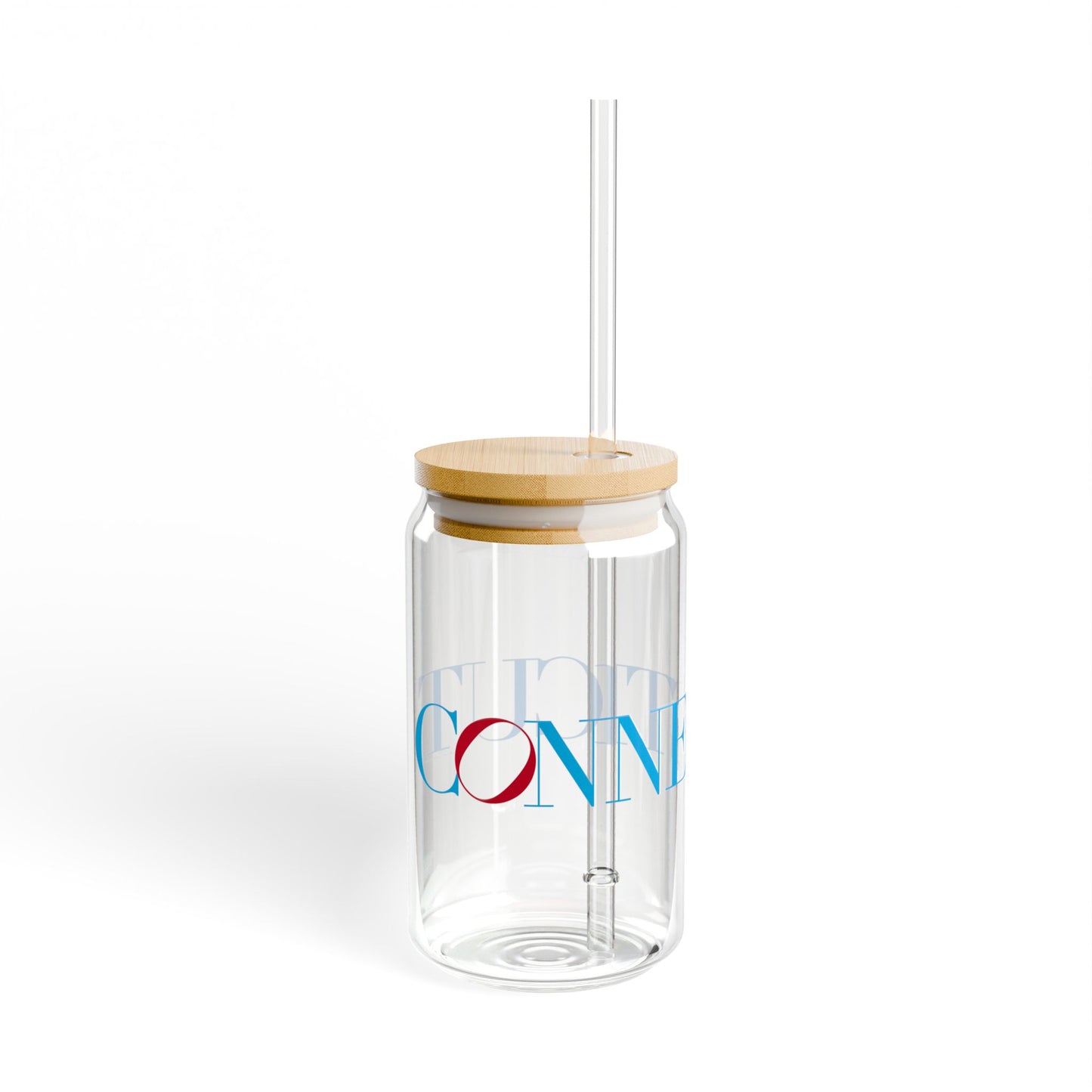 41 Tilt Connecticut Glass Can with Straw and Lid, 16oz