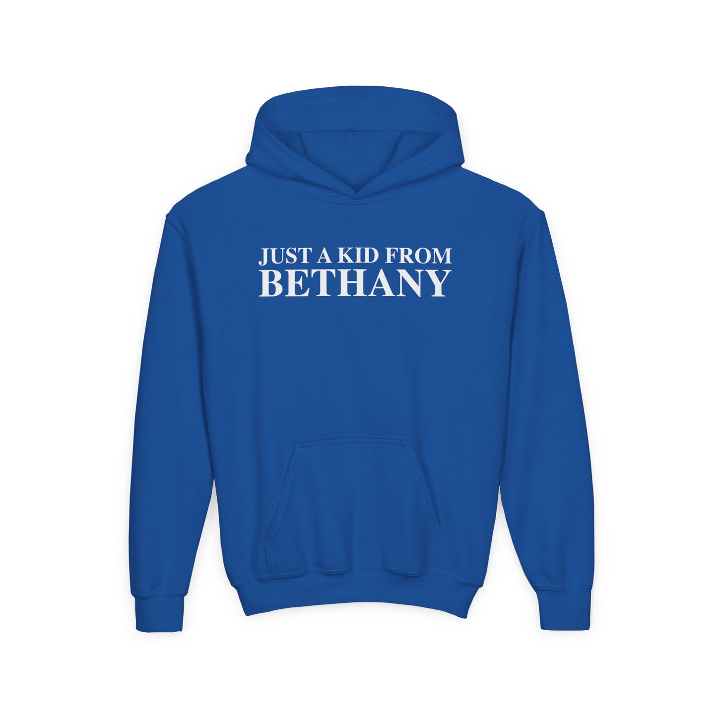 Just a kid from Bethany Youth Heavy Blend Hooded Sweatshirt
