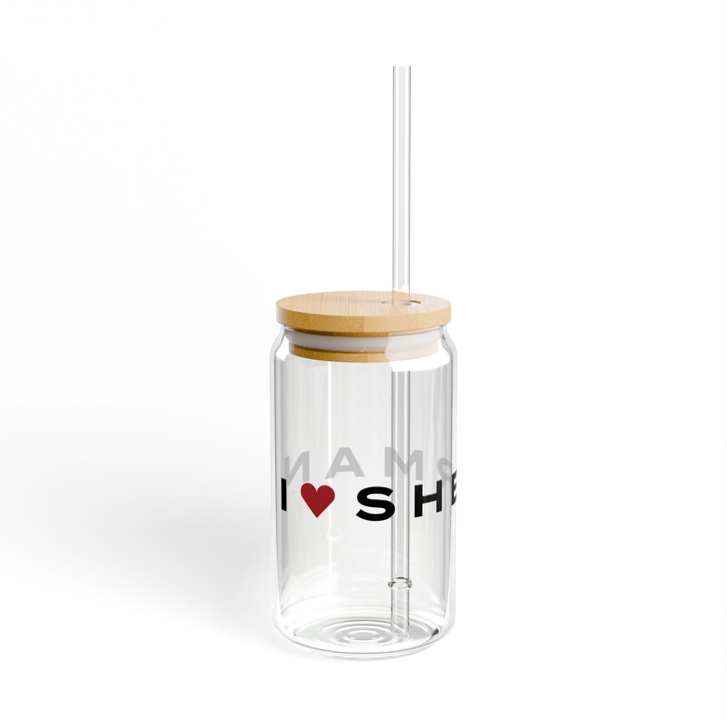Sherman Vision Glass Can with Straw and Lid, 16oz