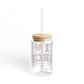 I Heart GRCH Glass Can with Straw and Lid, 16oz