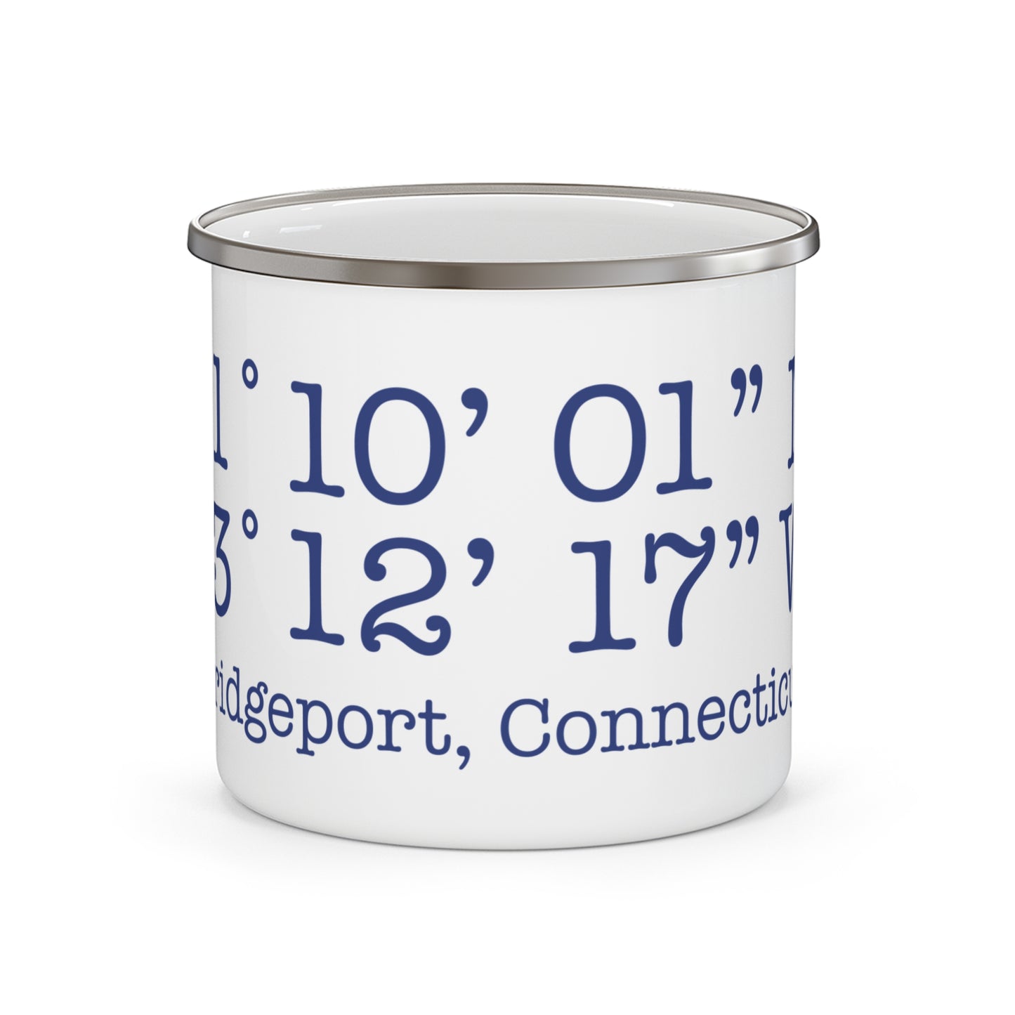 Bridgeport Coordinates Enamel Camping Mug