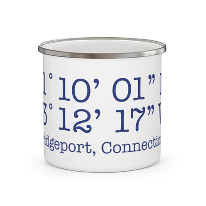 Bridgeport Coordinates Enamel Camping Mug