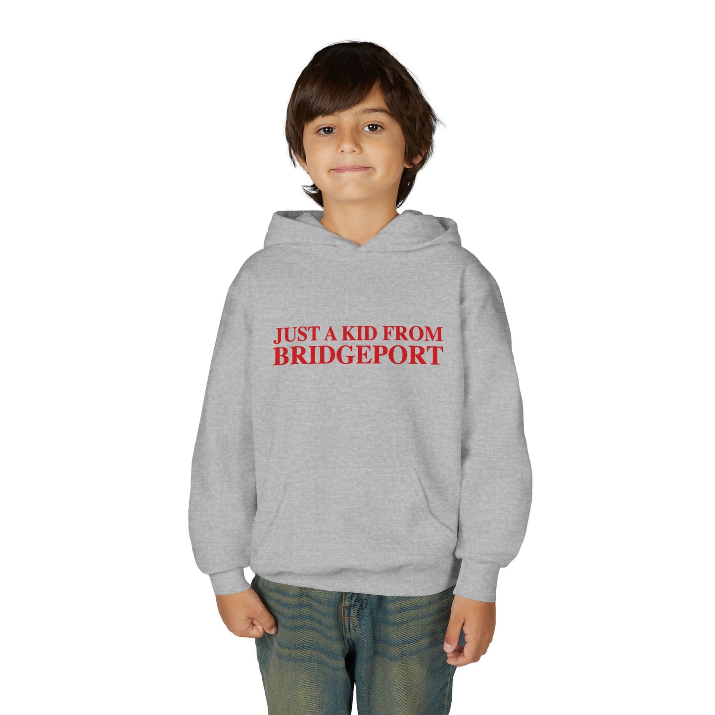Just a kid from Bridgeport Youth Heavy Blend Hooded Sweatshirt