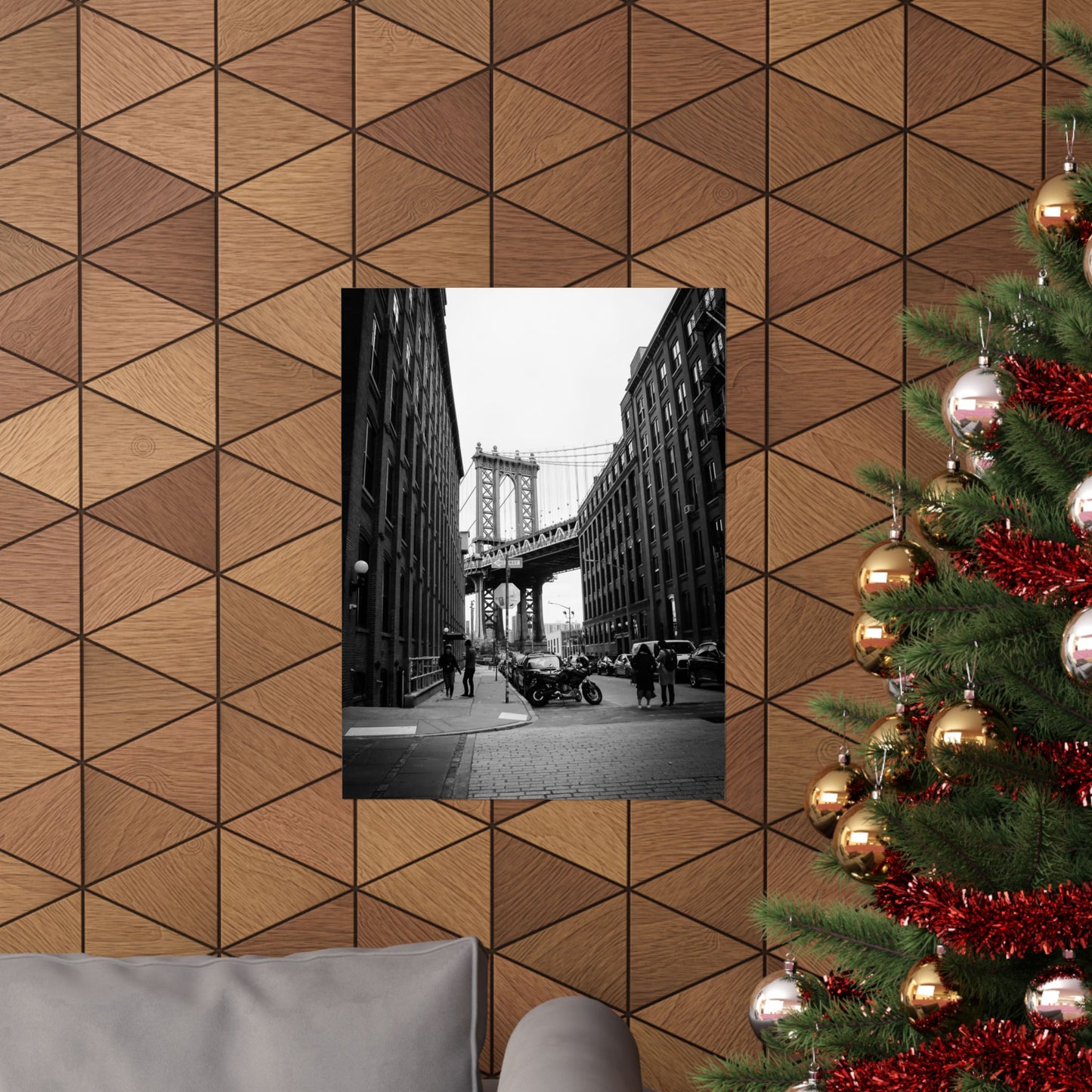 Manhattan Bridge Black and White Matte Vertical Posters