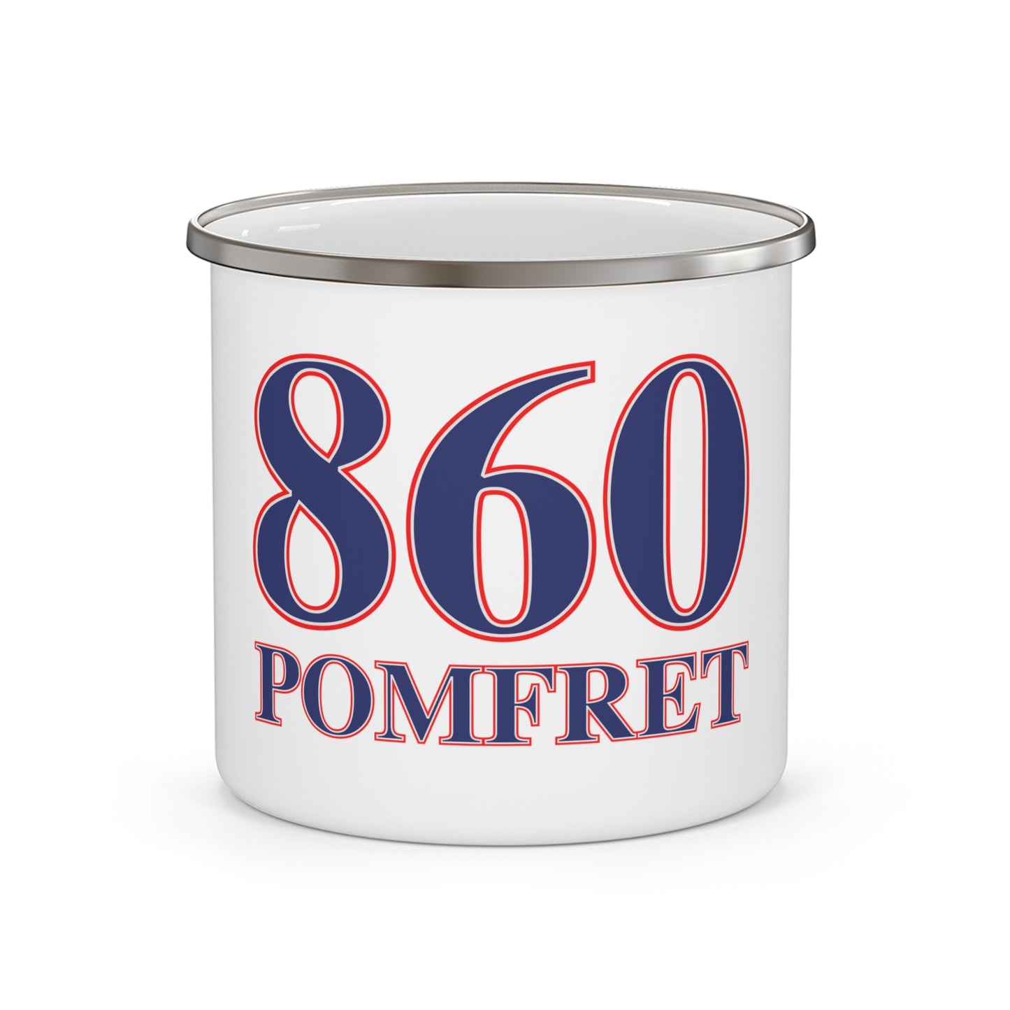 860 Pomfret Red, White & Blue Enamel Camping Mug