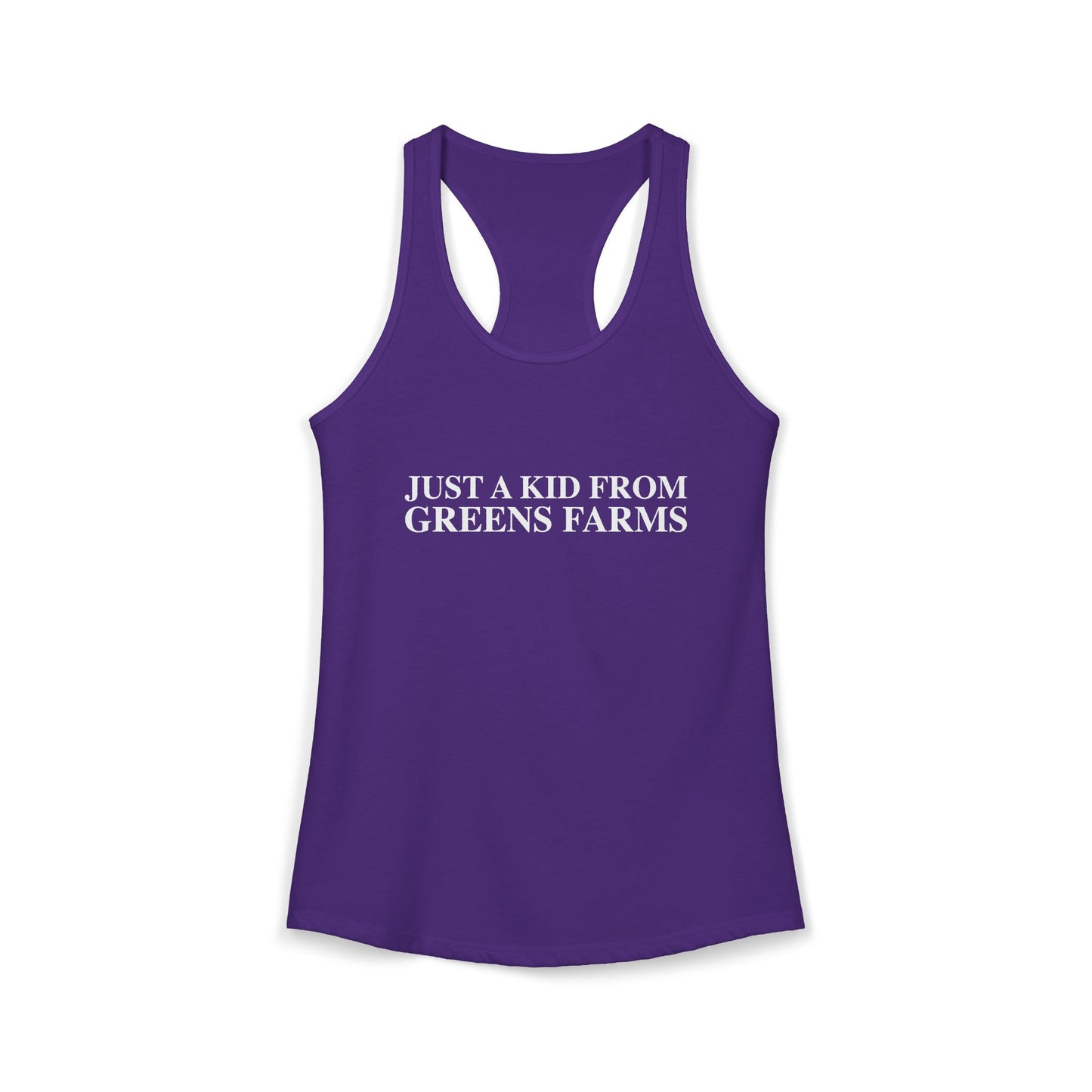 Just a kid from Greens Farms Women's Ideal Racerback Tank Top