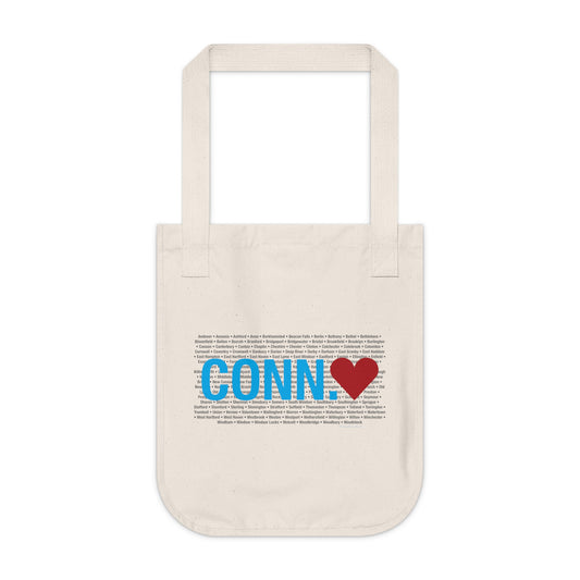 Connecticut Love Organic Canvas Tote Bag
