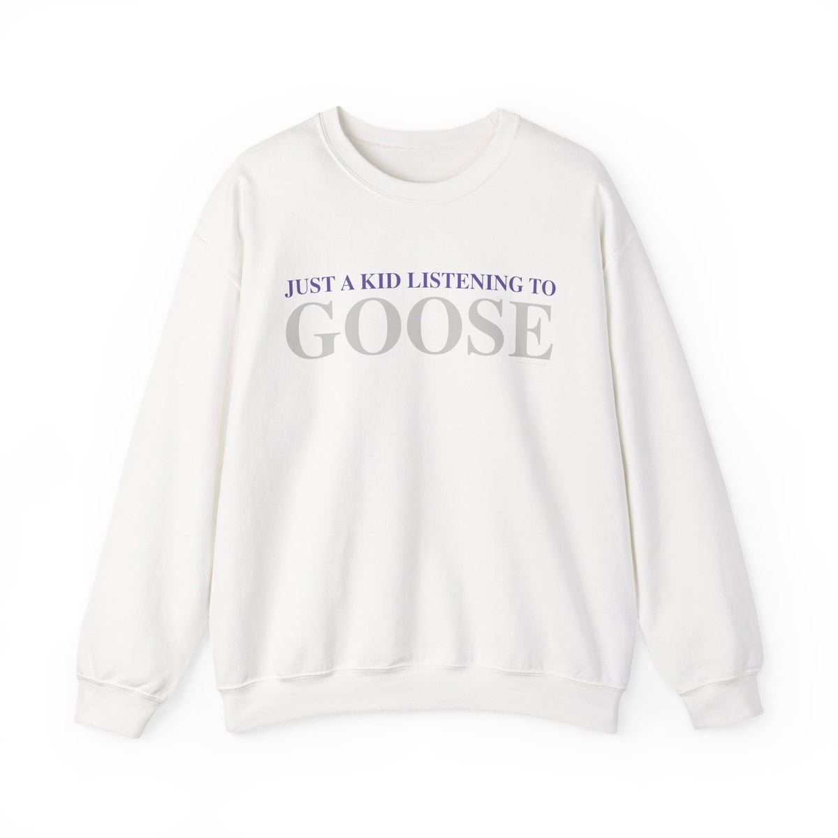 Just a kid listening to Goose - Gray & Purple Unisex Heavy Blend™ Crewneck Sweatshirt