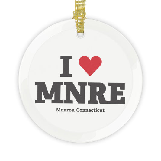 I Heart MNRE Glass Ornaments