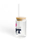 I Heart WSPT Glass Can with Straw and Lid, 16oz