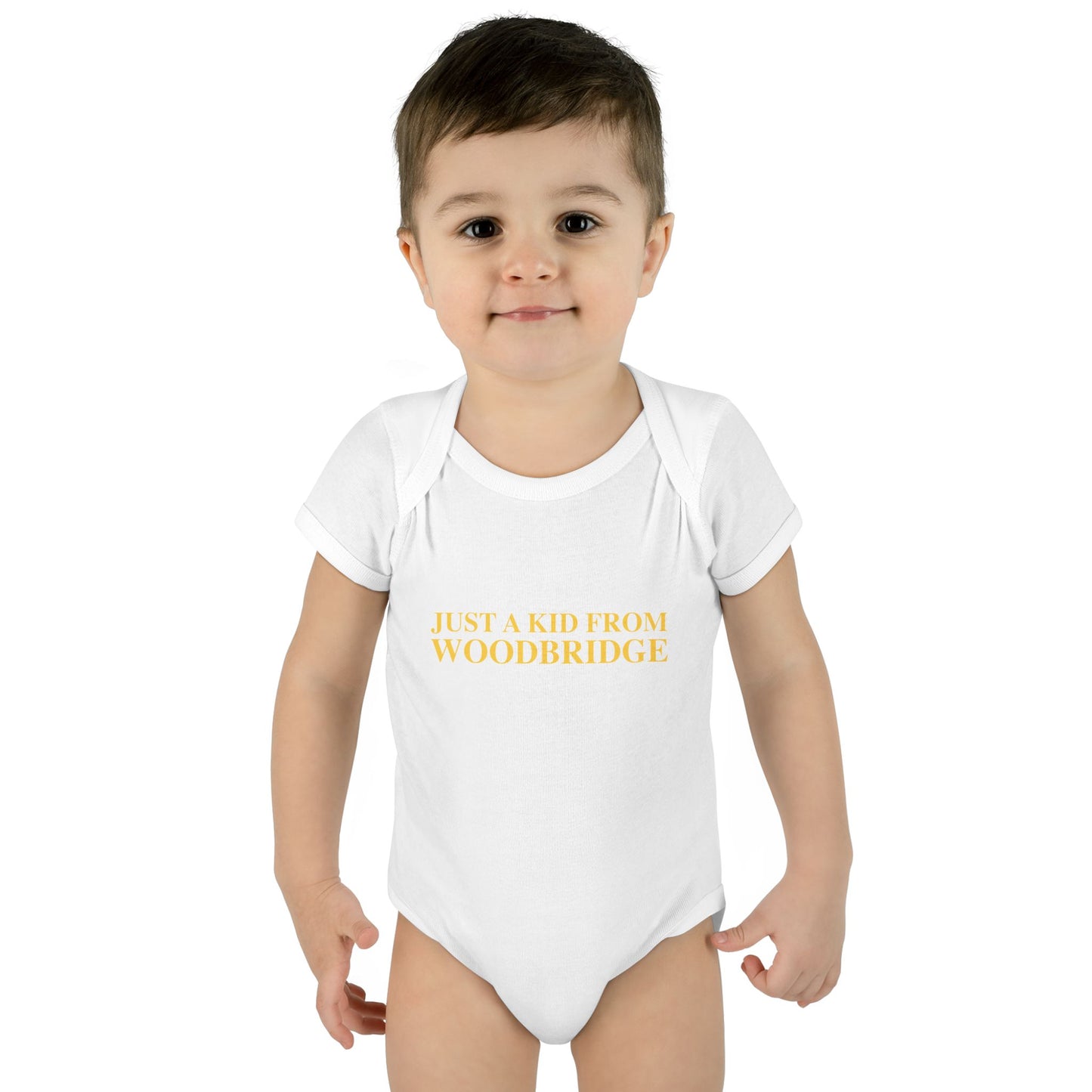 Just a kid from Woodbridge Infant Baby Rib Bodysuit