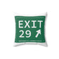 Vintage Exit 29 Merritt Parkway Sign Spun Polyester Square Pillow