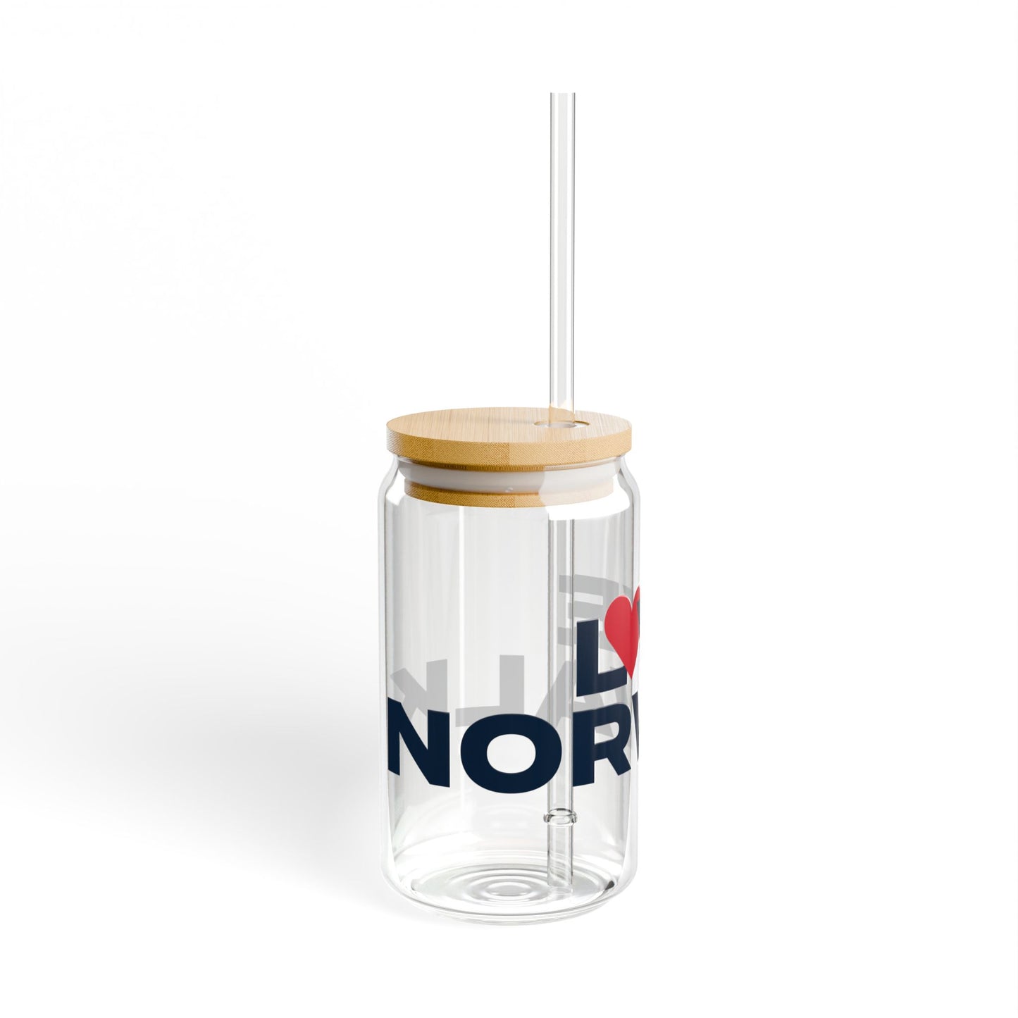 Love Norwalk Glass Can with Straw and Lid, 16oz