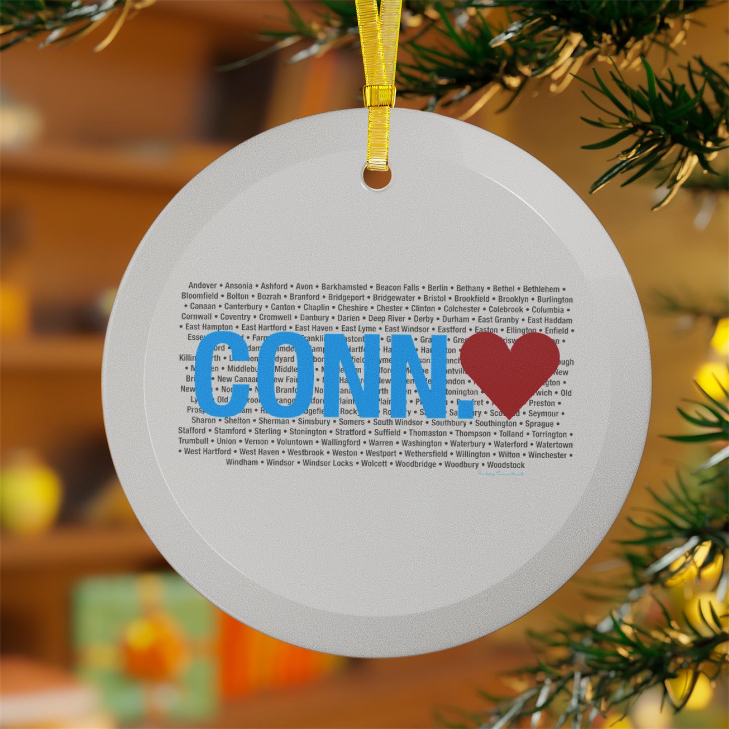Connecticut Love Glass Ornaments