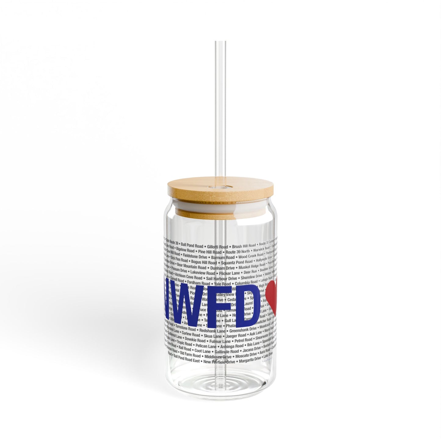 New Fairfield Love Glass Can with Straw and Lid, 16oz