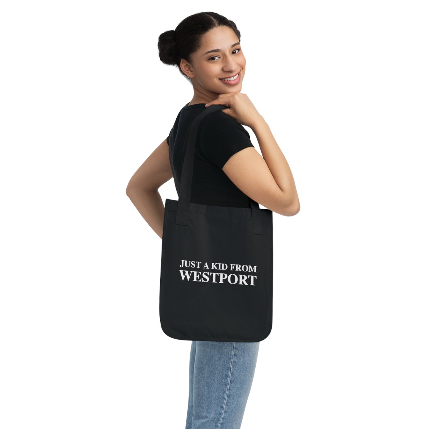 Just a kid from Westport Organic Canvas Tote Bag