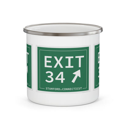 Vintage Exit 34 Merritt Parkway Sign Enamel Camping Mug